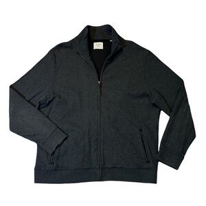 Billy Reid mens 2XL XXL gray solid cotton blend full zip up sweater EuC